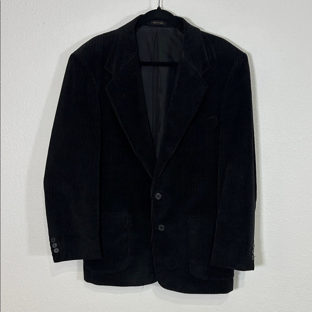 Vintage Members Only Heritage Black Corduroy Blazer 100% Cotton Textured‎ Jacket
